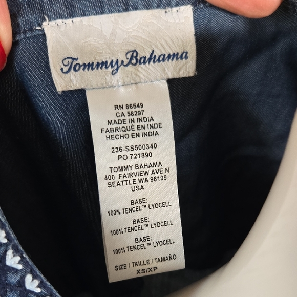 Tommy Bahama Black and Blue Tiered Sundress with Bell Sleeves - Picture 3 of 6